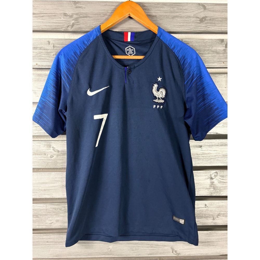 Nike France Griezmann #7 Soccer Jersey 2018 World Cup Navy Blue Mens Small
